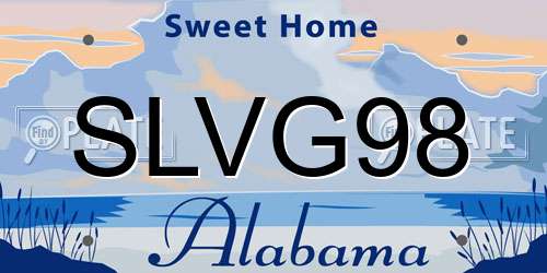 SLVG98 Alabama License Plate