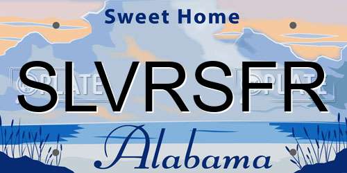 SLVRSFR Alabama License Plate
