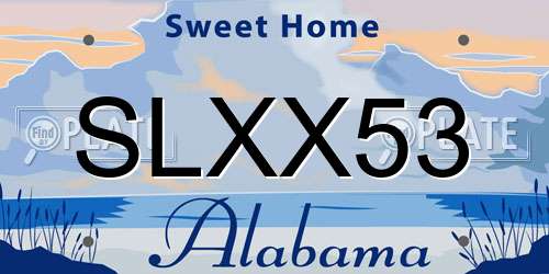 SLXX53 Alabama License Plate