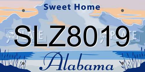 SLZ8019 Alabama License Plate