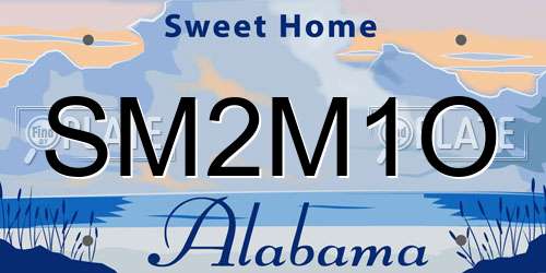 SM2M1O Alabama License Plate