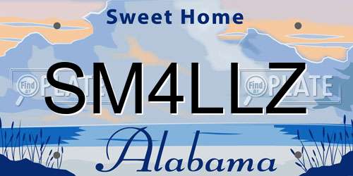 SM4LLZ Alabama License Plate