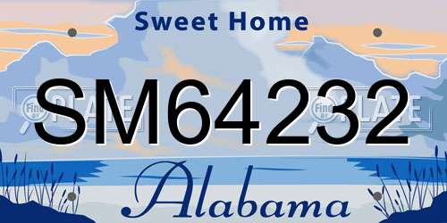 SM64232 Alabama License Plate