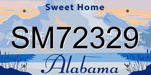 SM72329 Alabama License Plate