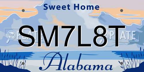 SM7L8T Alabama License Plate