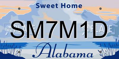 SM7M1D Alabama License Plate