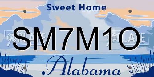 SM7M1O Alabama License Plate