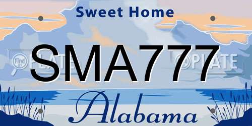 SMA777 Alabama License Plate