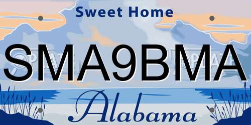 SMA9BMA Alabama License Plate