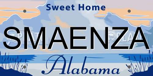 SMAENZA Alabama License Plate