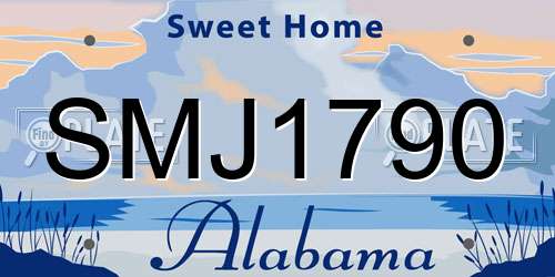 SMJ1790 Alabama License Plate