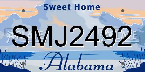 SMJ2492 Alabama License Plate