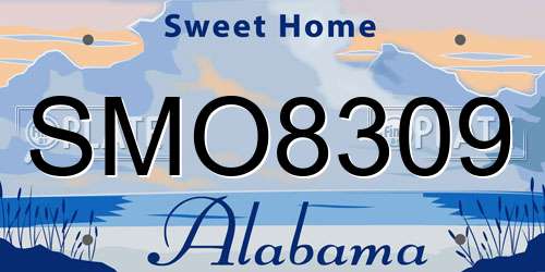 SMO8309 Alabama License Plate