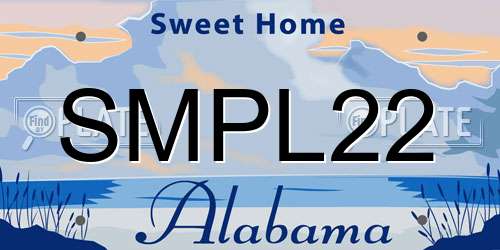 SMPL22 Alabama License Plate