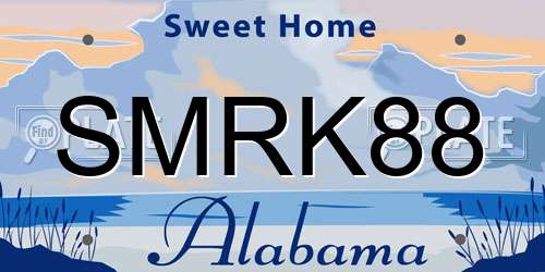 SMRK88 Alabama License Plate