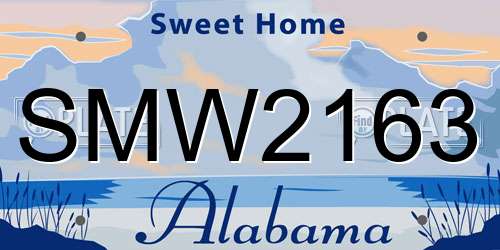 SMW2163 Alabama License Plate
