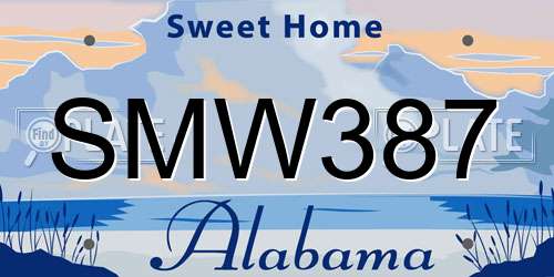 SMW387 Alabama License Plate