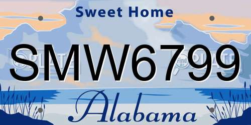 SMW6799 Alabama License Plate