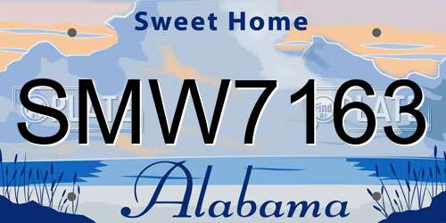 SMW7163 Alabama License Plate
