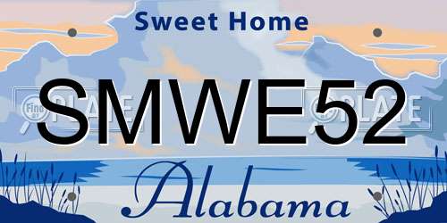 SMWE52 Alabama License Plate