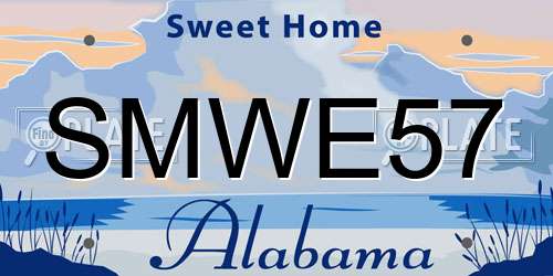 SMWE57 Alabama License Plate
