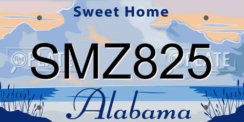 SMZ825 Alabama License Plate