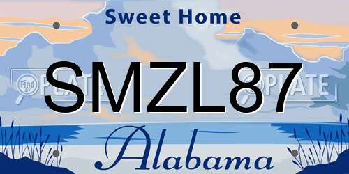 SMZL87 Alabama License Plate