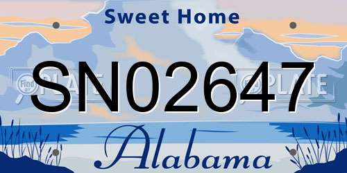 SN02647 Alabama License Plate