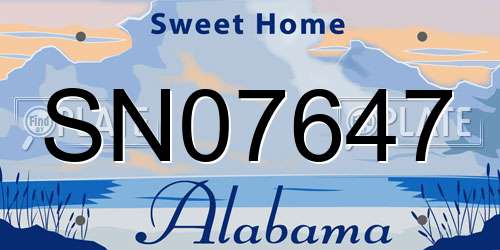 SN07647 Alabama License Plate