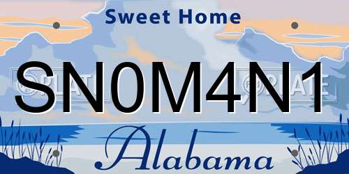 SN0M4N1 Alabama License Plate
