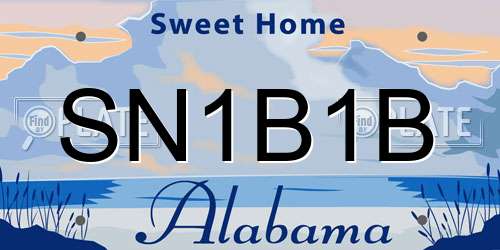 SN1B1B Alabama License Plate