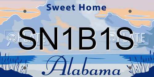 SN1B1S Alabama License Plate