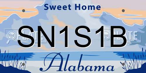 SN1S1B Alabama License Plate