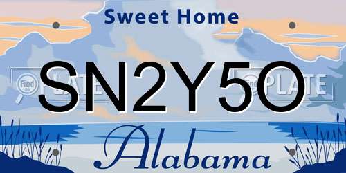 SN2Y5O Alabama License Plate