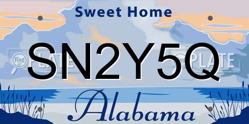 SN2Y5Q Alabama License Plate