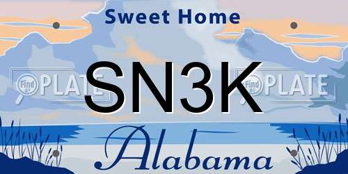 SN3K Alabama License Plate