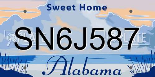 SN6J587 Alabama License Plate