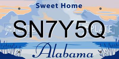 SN7Y5Q Alabama License Plate