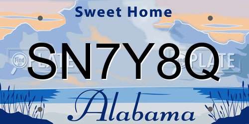 SN7Y8Q Alabama License Plate