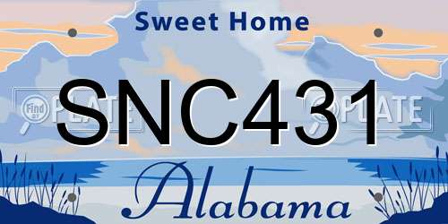 SNC431 Alabama License Plate
