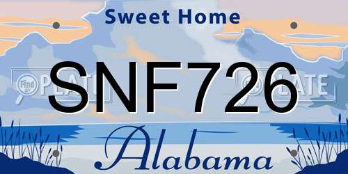 SNF726 Alabama License Plate