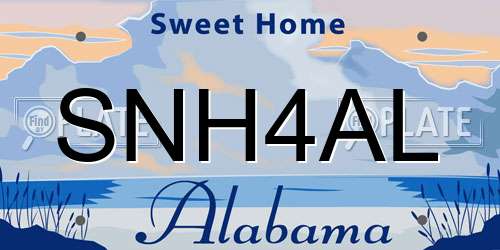 SNH4AL Alabama License Plate