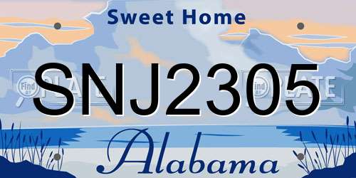 SNJ2305 Alabama License Plate