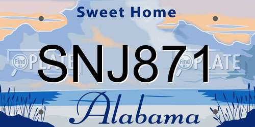 SNJ871 Alabama License Plate