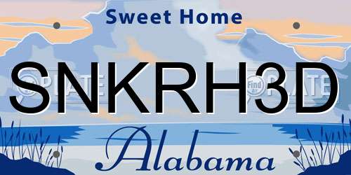 SNKRH3D Alabama License Plate