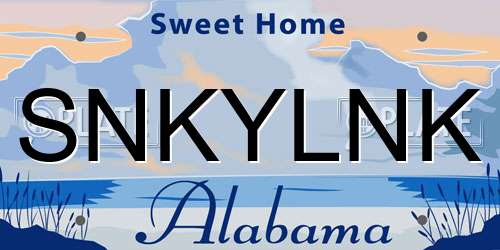 SNKYLNK Alabama License Plate