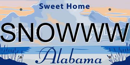 SNOWWW Alabama License Plate