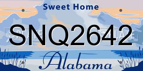 SNQ2642 Alabama License Plate