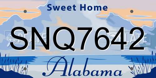 SNQ7642 Alabama License Plate
