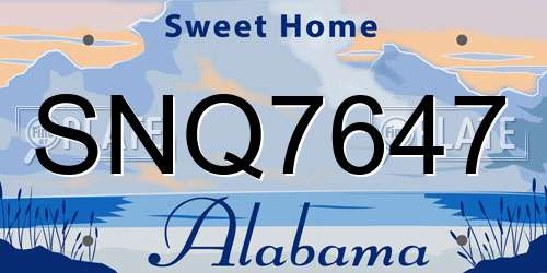 SNQ7647 Alabama License Plate
